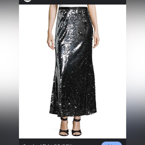 Carmen by Carmen Marc Valvo holiday Sequined Fishtail Ball Skirt 8 party evening - Picture 3 of 9